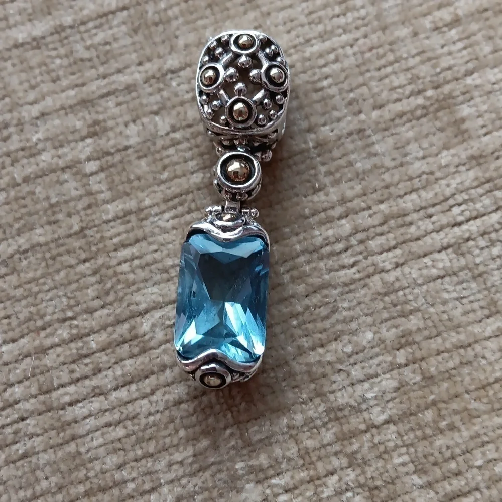 Silver Tone Synthetic Blue Multi Faceted Pendant
